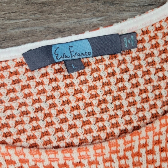 Anthropologie × Eva Franco Wispy Feather Boa Trim Mesh Knit Pullover Shirt LG - Picture 10 of 15